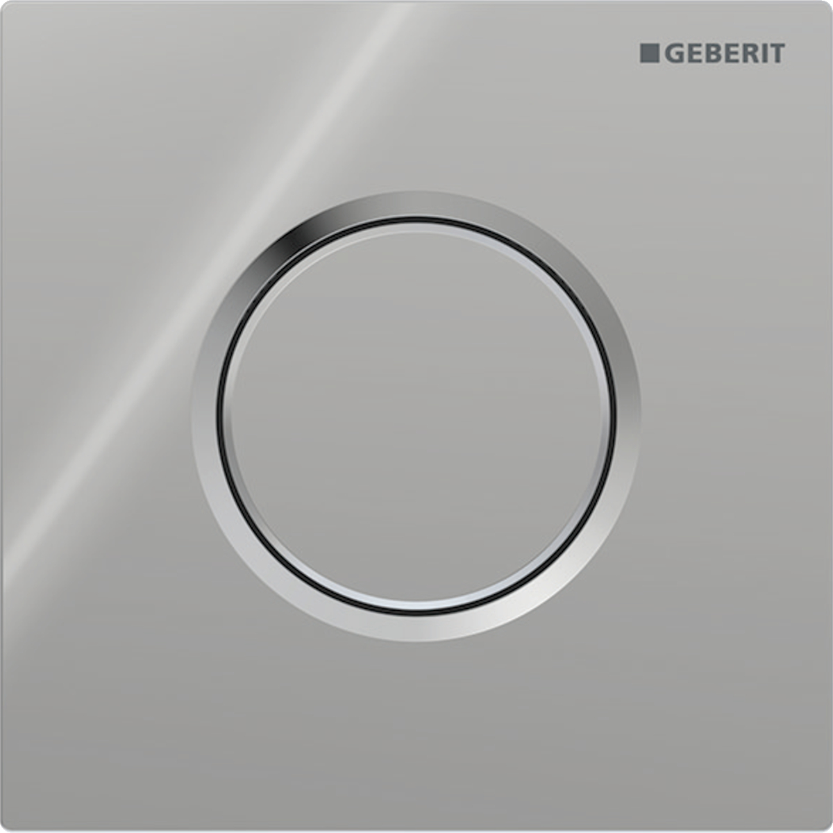 Geberit urinal flush control with pneumatic flush actuation, Type 01 actuator plate, round: Plate, Button: chrome / Glossy