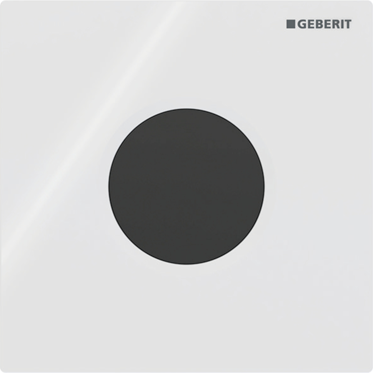 Geberit urinal flush control with electronic flush actuation, mains operation, Type 01 cover plate, round: Plate: white / Glossy