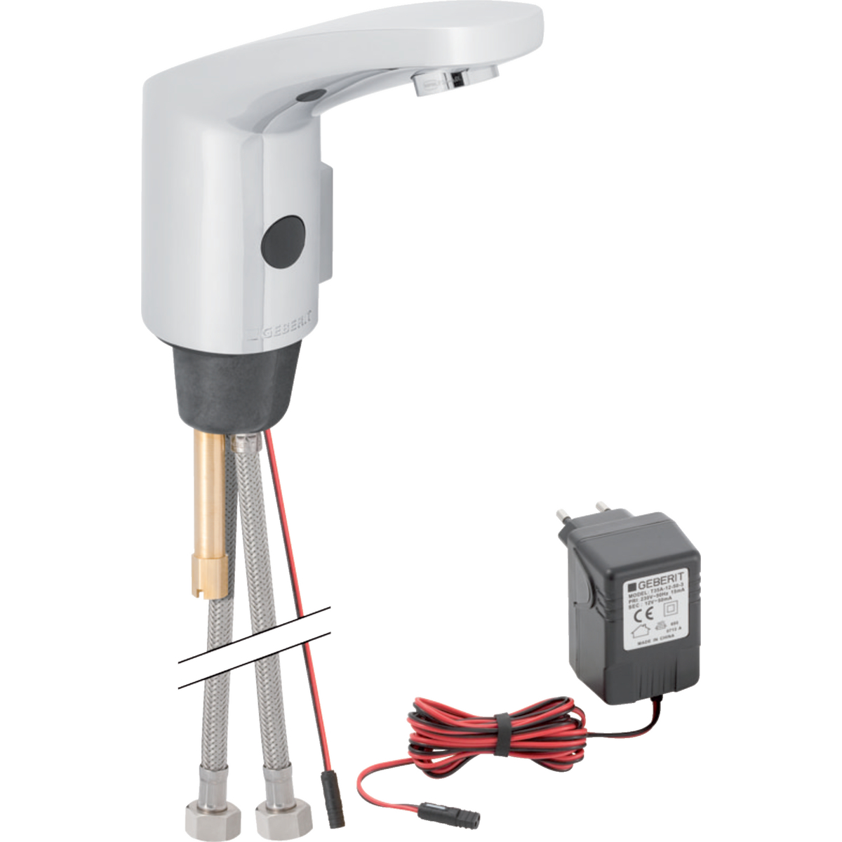 Geberit washbasin tap type 185 touchless sensor tap with mixing lever, mains powered gloss chrome