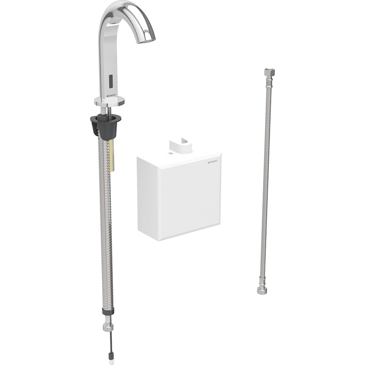 Geberit Piave washbasin tap, deck-mounted, generator operation, with exposed function box: chrome / Glossy, Mixer=without mixer