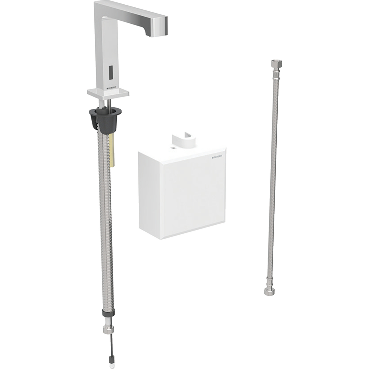 Geberit Brenta washbasin tap, deck-mounted, battery operation, with exposed function box: chrome / Glossy, Mixer=without mixer