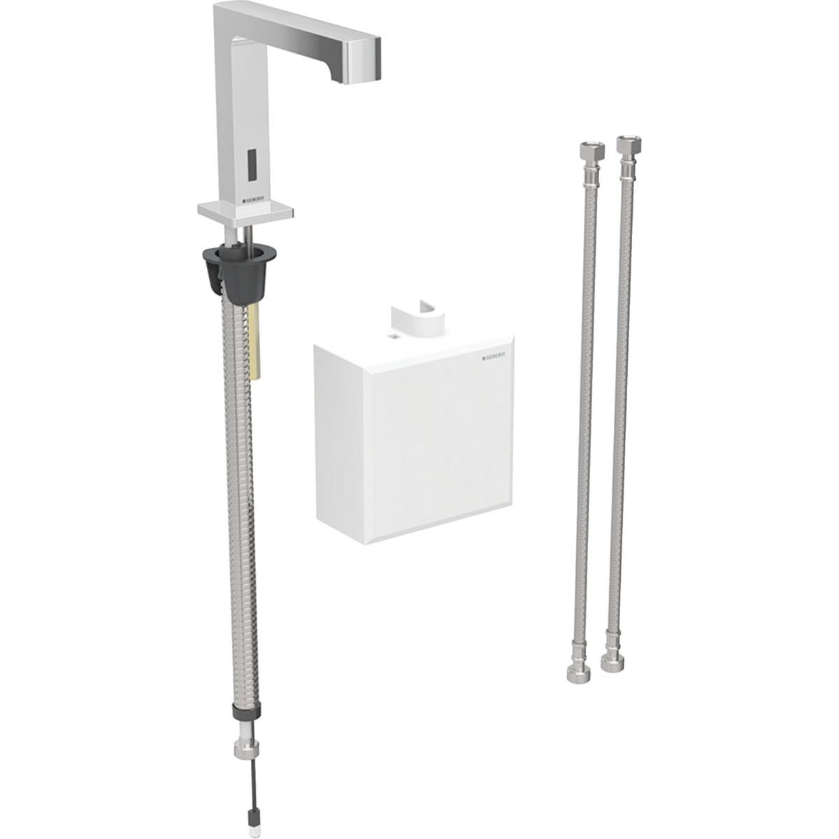 Geberit Brenta washbasin tap, deck-mounted, battery operation, with exposed function box: chrome / Glossy, Mixer=with mixer