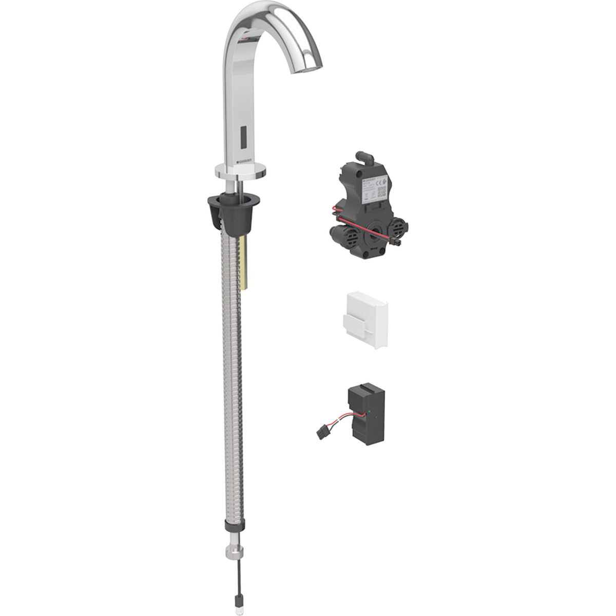 Geberit Piave washbasin tap, deck-mounted, mains operation, for concealed function box: chrome / Glossy, Mixer=with mixer