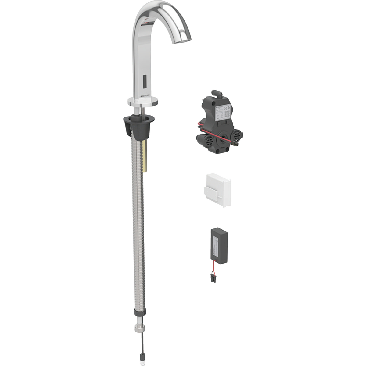 Geberit Piave washbasin tap, deck-mounted, battery operation, for concealed function box: chrome / Glossy, Mixer=with mixer