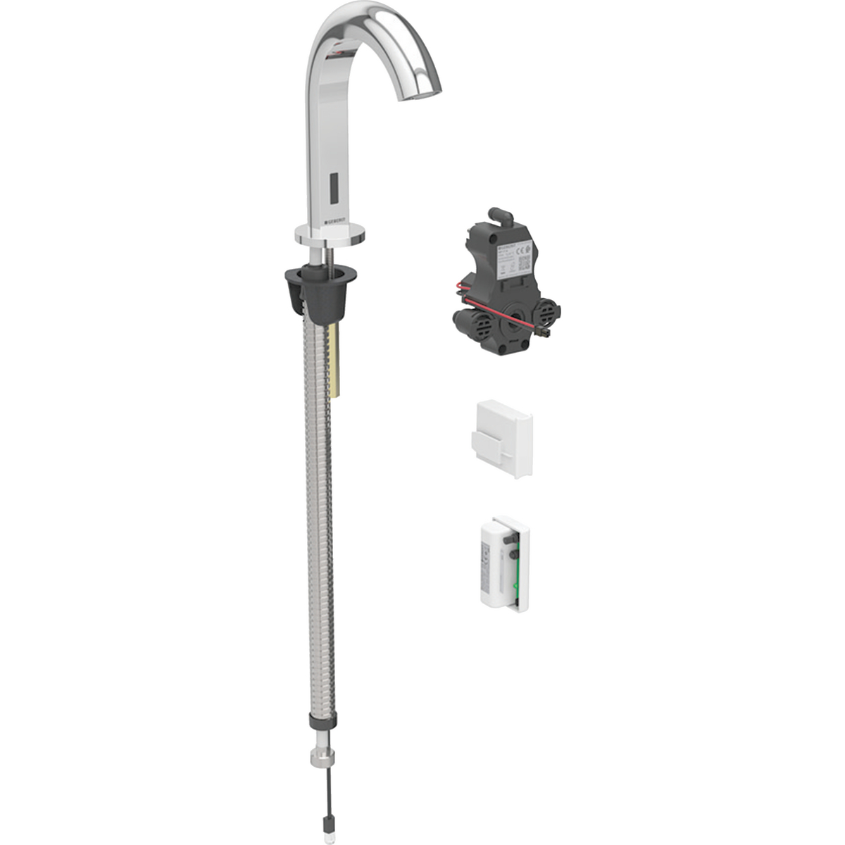 Geberit Piave washbasin tap, deck-mounted, generator operation, for concealed function box: chrome / Glossy, Mixer=with mixer