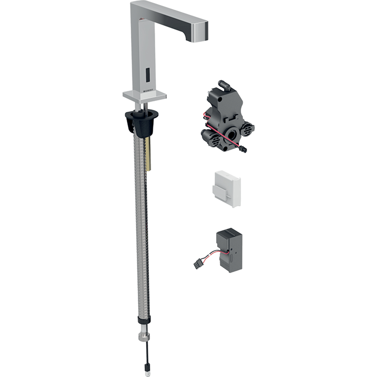 Geberit Brenta washbasin tap, deck-mounted, mains operation, for concealed function box: chrome / Glossy, Mixer=without mixer