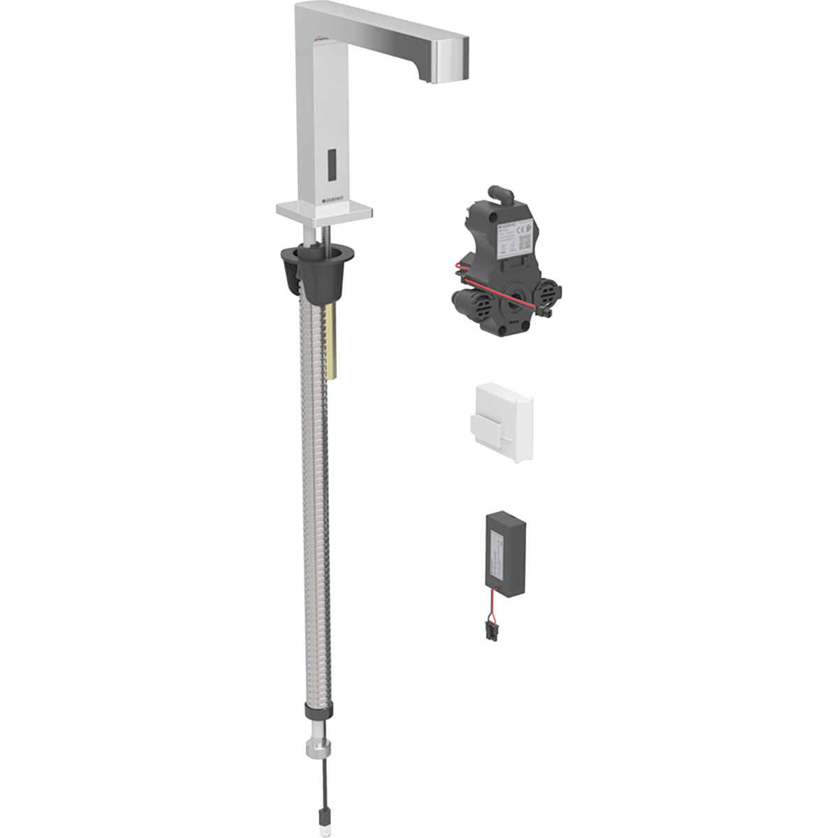 Geberit Brenta washbasin tap, deck-mounted, battery operation, for concealed function box: chrome / Glossy, Mixer=with mixer