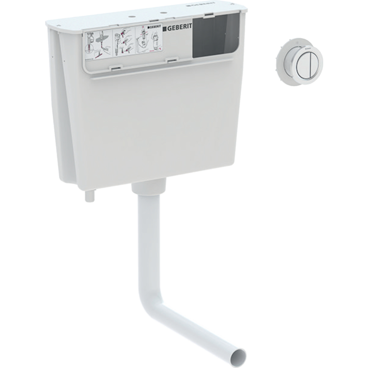 Geberit low-height concealed cistern, 6 / 3 litres, pneumatic flush actuation