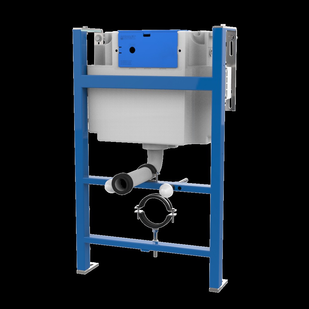 Dudley Illusion ‘V’ Frame for WC inc. Dudley ‘Vantage’ Cistern, c/w CP Single Flush Palm Push ‘Royal’ Button c/w Polystyrene Jacket