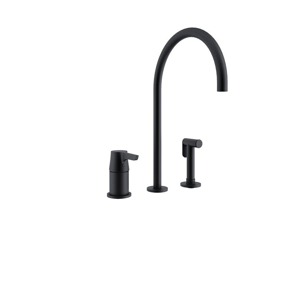 914103NM NEGRO MATE FREGADERO REPISA CON DUCHITA 8L ADAGIO CAÑO ALTO 220mm