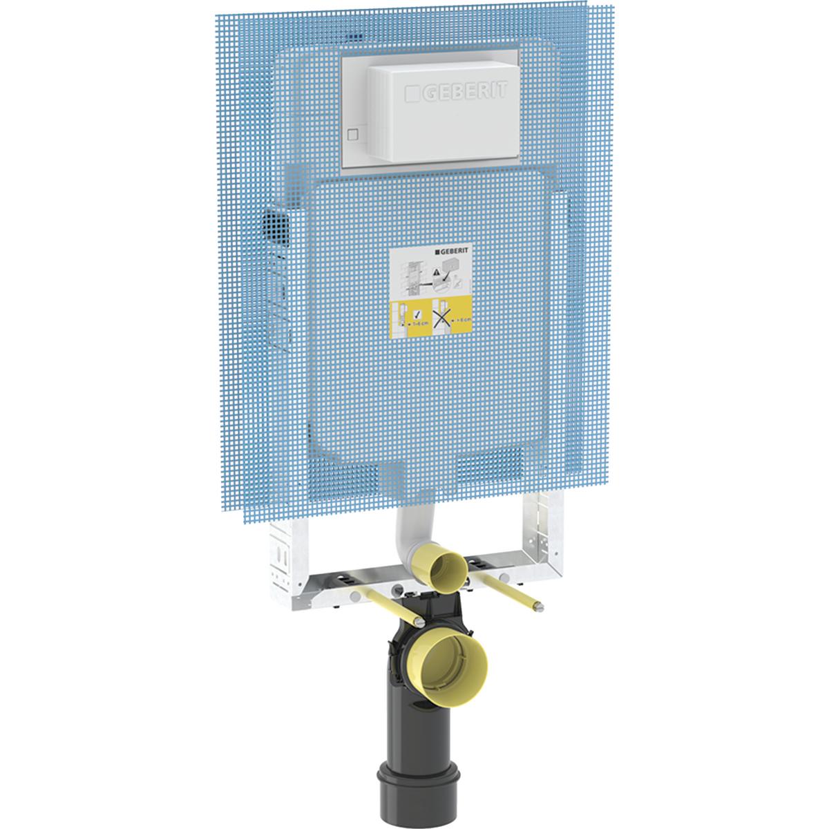Geberit Kombifix element for wall-hung WC, 109 cm, with Alpha concealed cistern 8 cm, 4.5 / 3 litres