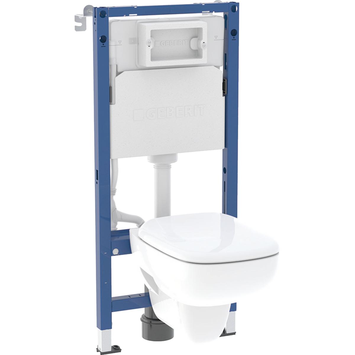 Geberit set of element for wall-hung WC, 112 cm, with Delta concealed cistern 12 cm, Fantasia wall-hung WC, Rimfree