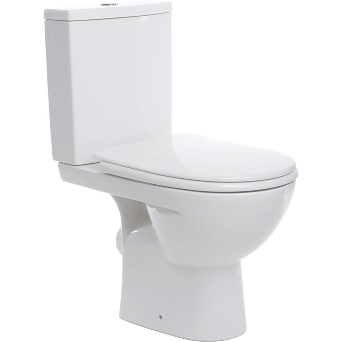 Koło Status floor-standing WC set with close-coupled exposed cistern, washdown, horizontal outlet, semi-shrouded, with WC seat