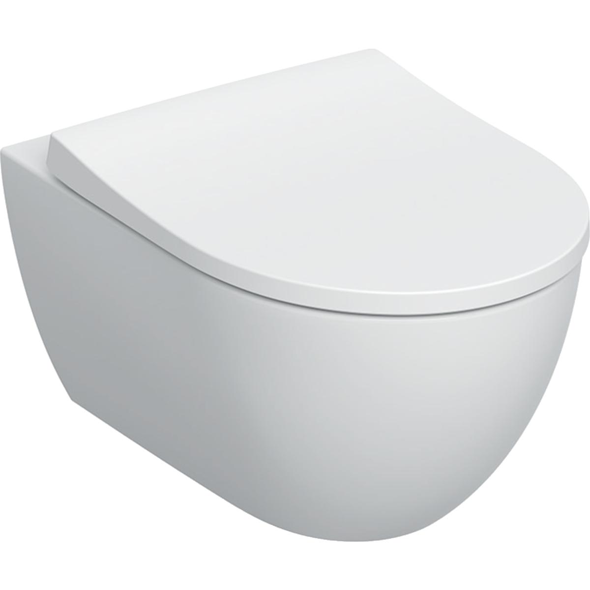 Geberit Caluna wall-hung WC set, washdown, shrouded, TurboFlush, with WC seat, slim design