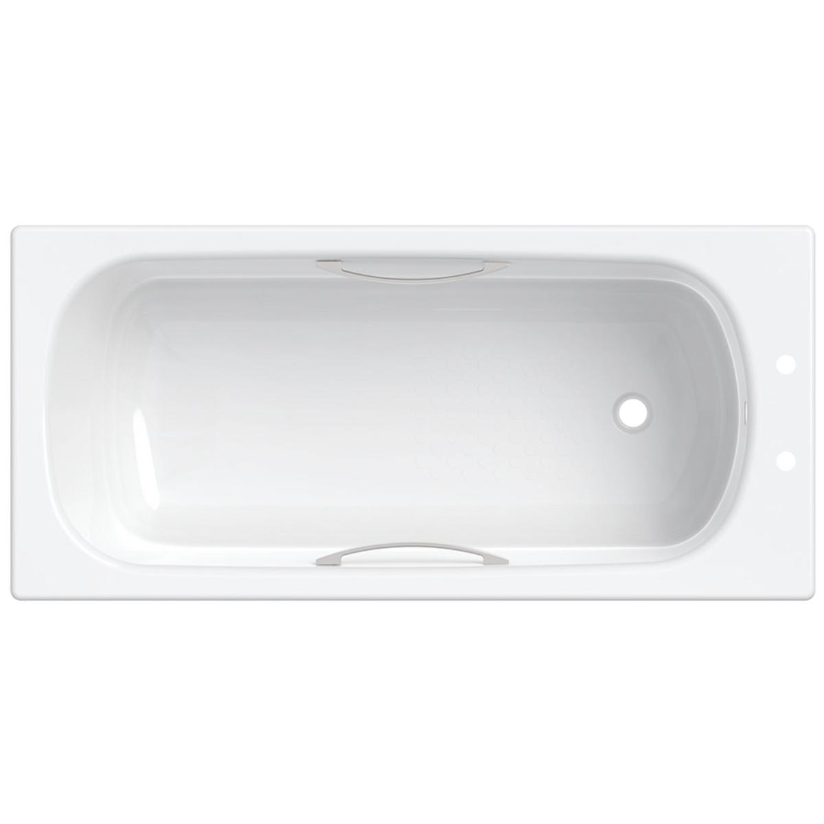 Twyford Celtic rectangular bathtub, anti-slip surface, with handles: 160x70cm, Outlet=right, Total water capacity=145l