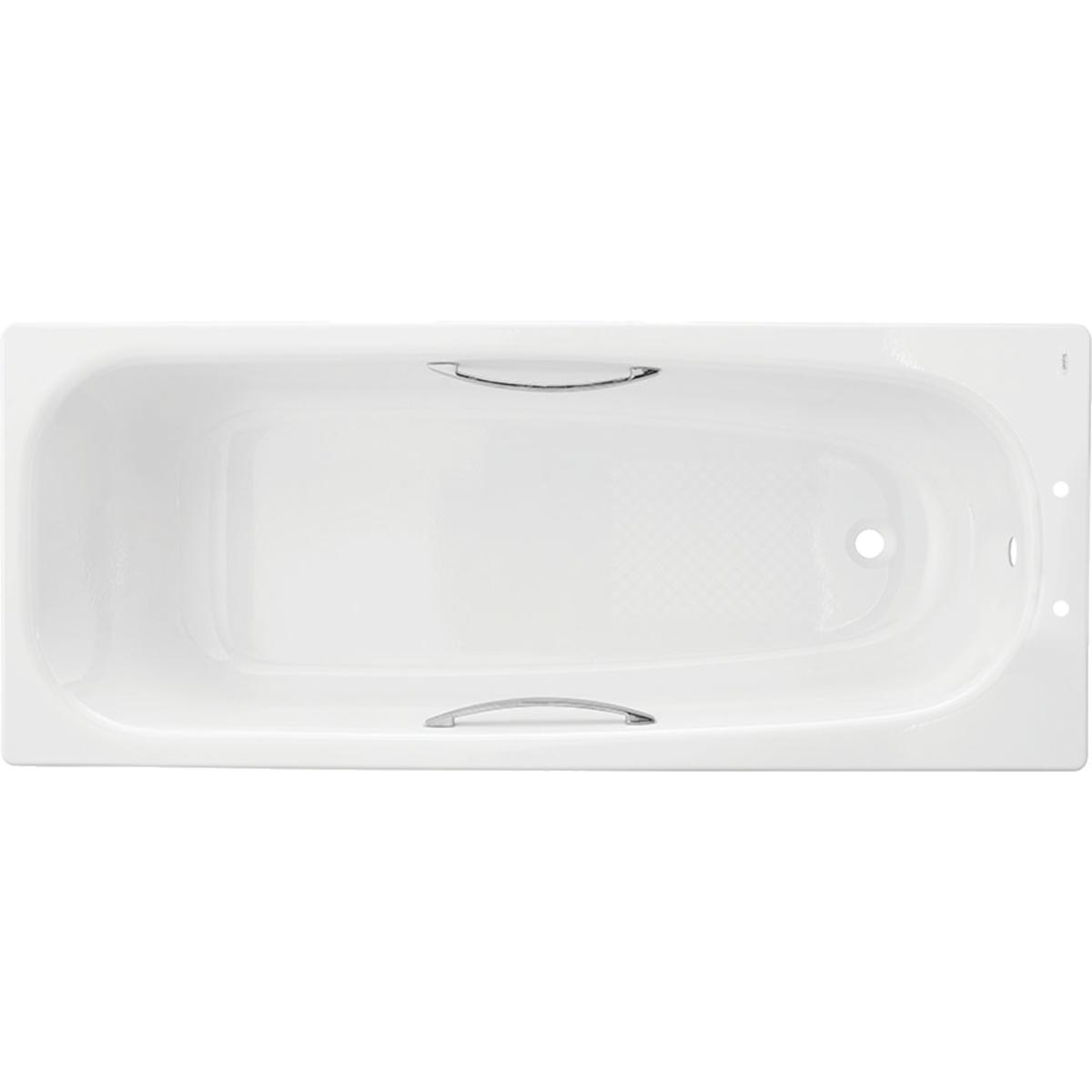 Twyford Shallow rectangular bathtub, antislip surface, with feet and handles